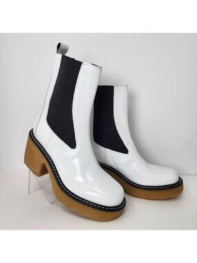 Marc Fischer Fredy White Leather Sole Lug Boots Women's 10